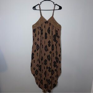 Cato Tan and Black Patterned Jumpsuit Romper